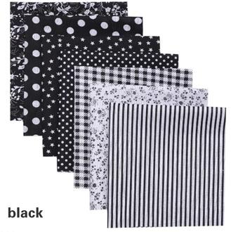 7 Stks/set Gedrukt Diy Naaien Quilten Stoffen Mode Stof Katoen Borduurwerk Praktische Gedrukt Katoenen Doek Handwerk 25x25cm zwart