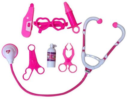 7 Stks/set Kids Play Arts Speelgoed Kinderen Simulatie Ziekenhuis Pretend Artsen Kit Stethoscoop Cosplay Doctor Set Voor Kinderen Speelgoed roze