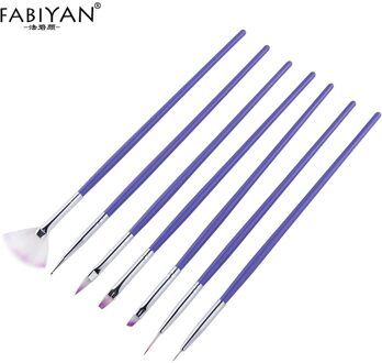 7 Stks/set Nail Art Brush Pen Puntjes Schilderij Tekening Fan Lijn Builder Polish Gel Uv Tips Decoratie Manicure Gereedschap schoonheid