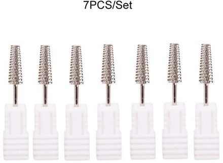 7 Stks/set Nail Kegel Tip Wolfraam Boren Elektrische Cuticle Schoon Rotary Voor Manicure Pedicure Slijpen Hoofd Nail Sander Tip 7stk M12