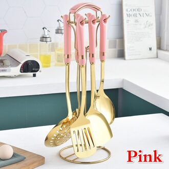 7 Stks/set Roestvrij Staal Kookgerei Keukengerei Sets Keuken Gereedschap Roze