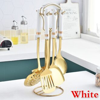 7 Stks/set Roestvrij Staal Kookgerei Keukengerei Sets Keuken Gereedschap wit