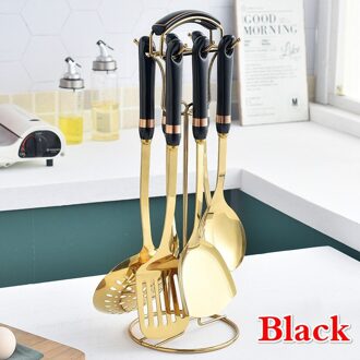 7 Stks/set Roestvrij Staal Kookgerei Keukengerei Sets Keuken Gereedschap zwart
