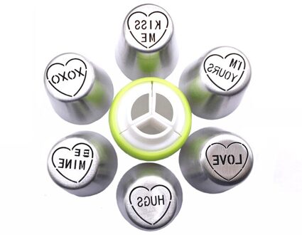 7 Stks/set Russische Icing Piping Nozzles Drie-Kleur Koppeling Tip Sets Cupcake Fondant Cake Decorating Gereedschap