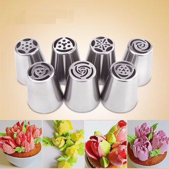 7 Stks/set Rvs Russische Tulp Icing Piping Nozzles Pastry Decoratie Tips Cake Decoratie Rose Keuken Accessoires
