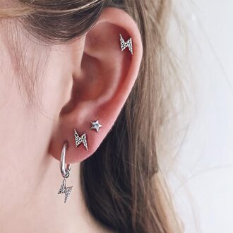 7 Stks/set Ster Maan Kristal Oor Manchet Oorbellen Persoonlijkheid Punk Sieraden Clip Op Oorbellen Zonder Piercing Kraakbeen Clip Oor Ringen reeks B