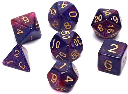 7 Stks/set Sterrenhemel Dobbelstenen Digitale Dice Game Polyhedral Multi Zijdige Acryl PB