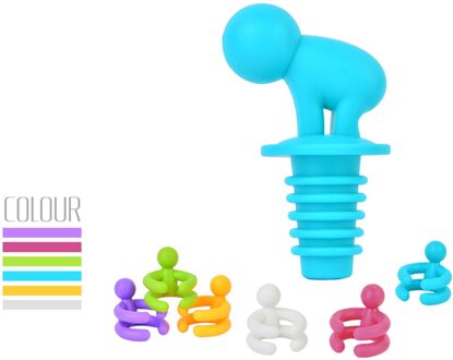 7 Stks/set Wijn Cup Mixproof Siliconen Marker Bars Party Voorkomen Verwarren Rubber Wijnglazen Label Met Flessenstop willekeurig kleur