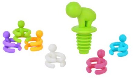 7 Stks/set Wijn Cup Mixproof Siliconen Marker Bars/Party Voorkomen Verwarren Rubber Wijnglazen Label Met Flessenstop