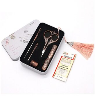 7 Stks/sets Vintage Schaar Naaien Tool Set Borduurwerk Schaar Naald Case Naald Fles Naaien Vingerhoed Antieke Craft Naaien Tool nee.1 reeks