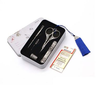 7 Stks/sets Vintage Schaar Naaien Tool Set Borduurwerk Schaar Naald Case Naald Fles Naaien Vingerhoed Antieke Craft Naaien Tool nee.2 reeks