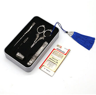 7 Stks/sets Vintage Schaar Naaien Tool Set Borduurwerk Schaar Naald Case Naald Fles Naaien Vingerhoed Antieke Craft Naaien Tool nee.4 reeks