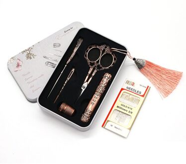 7 Stks/sets Vintage Schaar Naaien Tool Set Borduurwerk Schaar Naald Case Naald Fles Naaien Vingerhoed Antieke Craft Naaien Tool nee.5 reeks