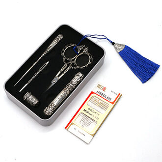 7 Stks/sets Vintage Schaar Naaien Tool Set Borduurwerk Schaar Naald Case Naald Fles Naaien Vingerhoed Antieke Craft Naaien Tool nee.6 reeks