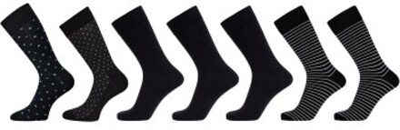 7 stuks Bamboo Viscose Socks Zwart,Blauw - Maat 40/45