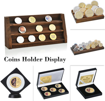 7 Styles Quality Collectible Coins Holder Display Challenge Medal Album Coin Case Collector Wood Storage Shelves Gift for Men