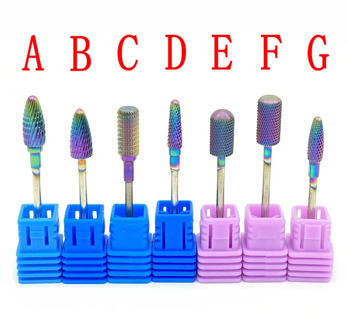 7 Type Rainbow Tungsten Carbide Burs Nail Drill Bit Dental Tungsten Carbide Polisher Dental Pedicure Tools 2.35mm Shank