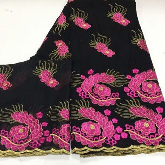 7 Yards Zwitserse Kant Stof Zware Kralen Borduren Afrikaanse 100% Katoen Voile Zwitserse Kant Populaire Dubai Stijl 5