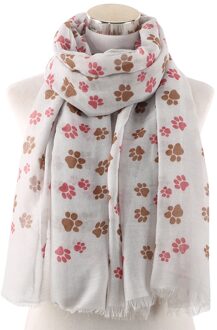 70*180Cm Kat Voetafdruk Sjaal Cartoon Gedrukt Kwasten Sjaal Street Style Lente Sjaal grijs