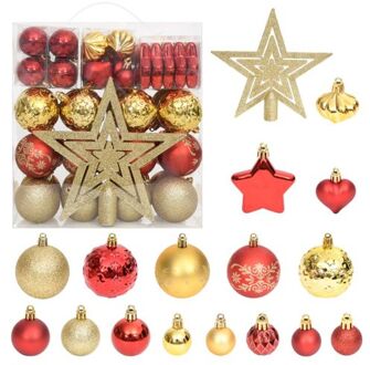 70-delige Kerstballenset goud en rood Multikleur