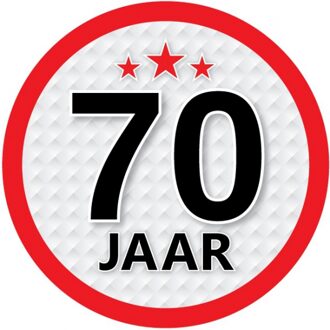 70 jaar leeftijd sticker rond 15 cm - 70 jaar verjaardag/jubileum versiering