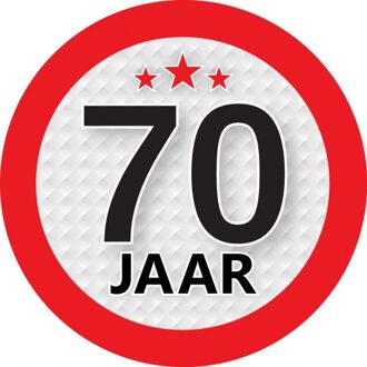 70 jaar leeftijd sticker rond 9 cm - 70 jaar verjaardag/jubileum versiering