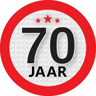 70 jaar leeftijd sticker - rond - Dia 9 cm - 70 jaar verjaardag/jubileum/leeftijd versiering Multi