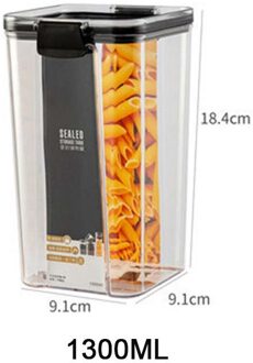 700/1300/1800Ml Transparante Verzegelde Pot Plastic Keuken Opbergdoos Moer Koffieboon Opslag Pot Huishoudelijke Graan opbergdoos 1300ml