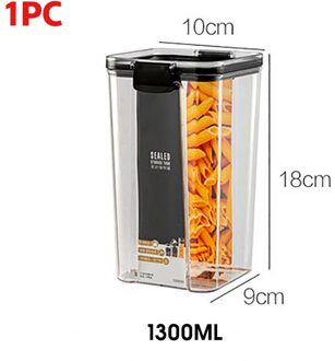700/1300/1800Ml Voedsel Container Plastic Keuken Koelkast Noodle Box Multigrain Opslagtank Transparante Verzegelde Blikken 1300ml