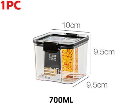 700/1300/1800Ml Voedsel Container Plastic Keuken Koelkast Noodle Box Multigrain Opslagtank Transparante Verzegelde Blikken 700ml