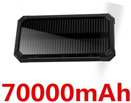 70000Mah Zonne Bank Led Verlichting Outdoor Draagbare 2 Usb Poverbank Reizen Externe Batterij Voor Samsung Iphone Xiaomi zwart-70000mAh