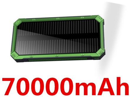 70000Mah Zonne Bank Led Verlichting Outdoor Draagbare 2USB Poverbank Reizen Externe Batterij Voor Samsung Iphone Xiaomi groen-70000mah