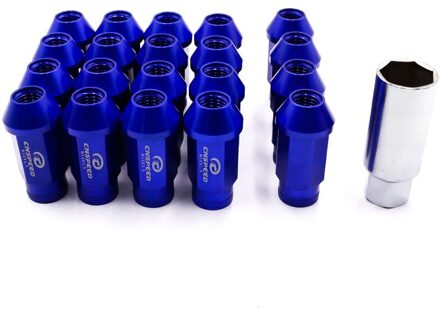 7075-T6 Aluminium CNSPEED Anti Diefstal Wielmoeren M12X1.5 Racing Wielmoeren 20 stuks Racing wielmoeren + 1 beveiliging sleutel Blauw