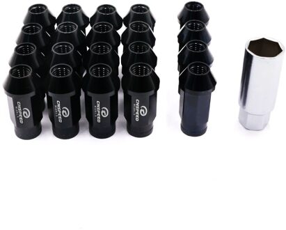 7075-T6 Aluminium CNSPEED Anti Diefstal Wielmoeren M12X1.5 Racing Wielmoeren 20 stuks Racing wielmoeren + 1 beveiliging sleutel zwart