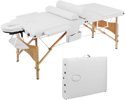 70cm 3 Sections Folding Portable SPA Bodybuilding Massage Table Set Beauty Bed for Professional Salon Furniture White/Pink Color