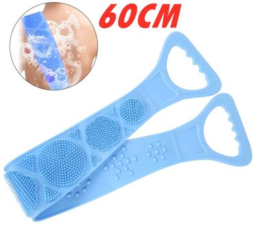 70Cm Douche Borstels Skin Scrubber Magic Silicone Bad Borstels Flexibele Handdoek Wrijven Terug Modder Peeling Body Wash Massage Borstel 60cm blauw