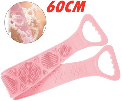 70Cm Douche Borstels Skin Scrubber Magic Silicone Bad Borstels Flexibele Handdoek Wrijven Terug Modder Peeling Body Wash Massage Borstel 60cm roze