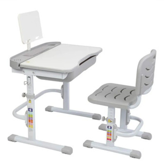 70CM Kid Study Desk Children Learning Table And Chair With Lifting Table Can Tilt Gray With Reading Stand