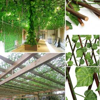 70Cm Kunstmatige Tuin Trellis Hek Uitbreidbaar Faux Ivy Privacy Hek Hout Wijnstokken Klimrek Tuinieren Plant Decor