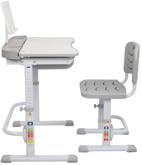 70CM Lifting Adjustable Kids Studying Desk Table Can Tilt Children Learning Table And Chair Gray With Reading Stand Wholesale