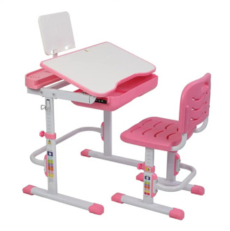 70CM Lifting Table Can Tilt Children Learning Adjustable Table And Chair Gray Set (With Reading Stand Without Table Lamp)