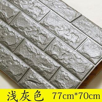 70cmX77cm Pe Vorm 3D Muurstickers Woonkamer Baksteen Patroon Behang Stickie Kids Slaapkamer Home Decor Zelfklevende Behang licht grijs