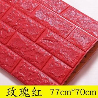 70cmX77cm Pe Vorm 3D Muurstickers Woonkamer Baksteen Patroon Behang Stickie Kids Slaapkamer Home Decor Zelfklevende Behang Rood