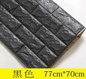 70cmX77cm Pe Vorm 3D Muurstickers Woonkamer Baksteen Patroon Behang Stickie Kids Slaapkamer Home Decor Zelfklevende Behang zwart