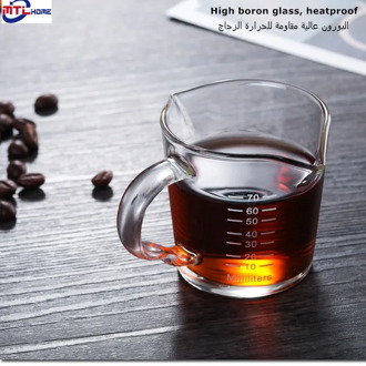 70ml Milk Cup Glass With Scale Heat-resistant Glass Measuring Cup Jigger For Espresso Coffee Double-mouthed Ounce Cup