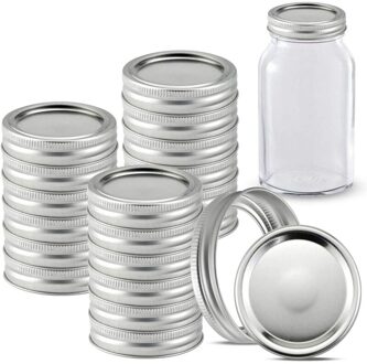 70Mm Split Mason Deksels Herbruikbare Lekvrije Opslag Solid Caps Metalen Inblikken Pot Deksels Voor Regelmatige En Brede Mond 20Pcs