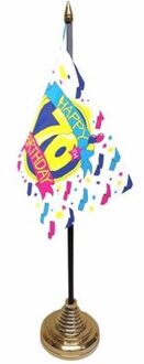 70ste verjaardag tafelvlaggetje - 10 x 15 cm - met standaard - 70 jaar geworden Multi