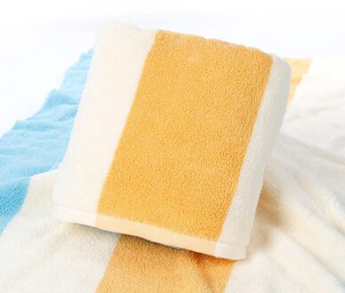 70X140Cm 100% Katoen Dikker Badhanddoek Kleurrijke Gestreepte Badkamer Hotel Reizen Zachte Absorberende Strandlaken geel blauw