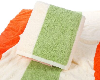70X140Cm 100% Katoen Dikker Badhanddoek Kleurrijke Gestreepte Badkamer Hotel Reizen Zachte Absorberende Strandlaken oranje groen