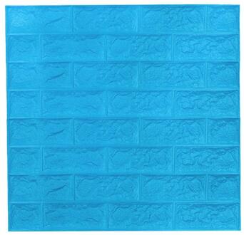 70x77cm Stijl 5 Stuks 3D Baksteen Behang Verwijderbare Peal en Stok PE Foam Muur Sticker voor woonkamer Home Office licht blauw